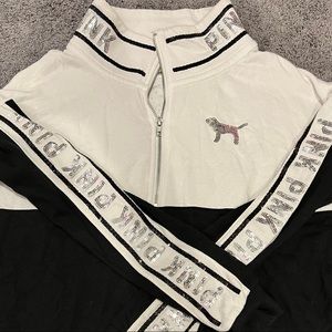 XL PINK Quarter zip bedazzled